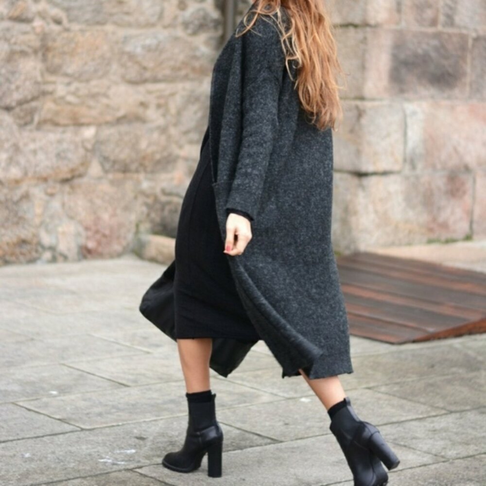 Loft Long Charcoal Gray Cardigan